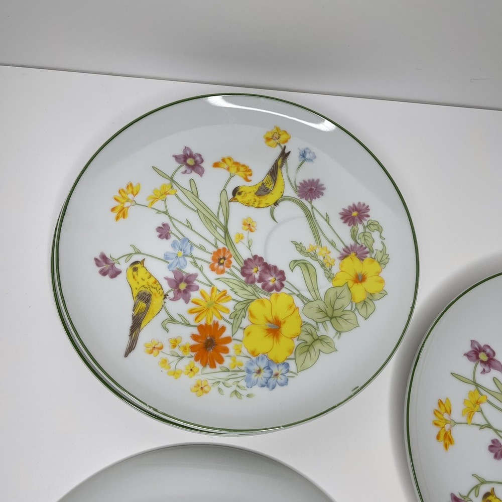 4 Vintage Snack Plates Garden Song 1977 Yellow Birds Mar-Lyn NO CUPS - Picture 8 of 9